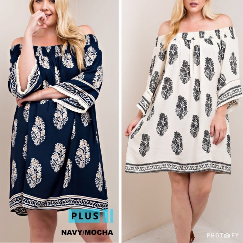 Plus Size On Off Shoulder Printed Summer Dress BRAND NEW - Picture 5 of 8
